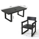 5 Piece Outdoor Dining Set For 4, Patio Table With Umbrella Hole And 4 Armrest Chairs For Backyard - Black