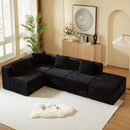 Modular Sectional Couches For Living Room With Deep Seat, L Shape Cloud Sofa Couch, High Density Memory Foam, Boneless Upholstered Couchesy - Black