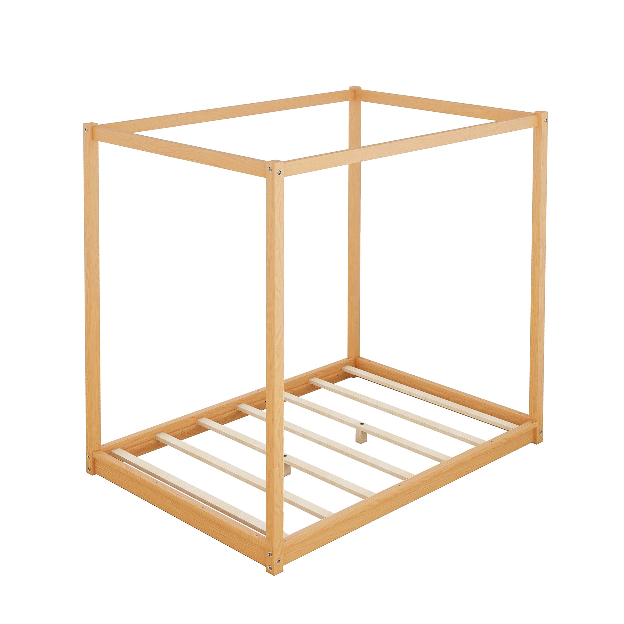 Full Size Canopy Platform Bed with Support Legs,Natural - Atlantic Fine Furniture Melbourne FL
