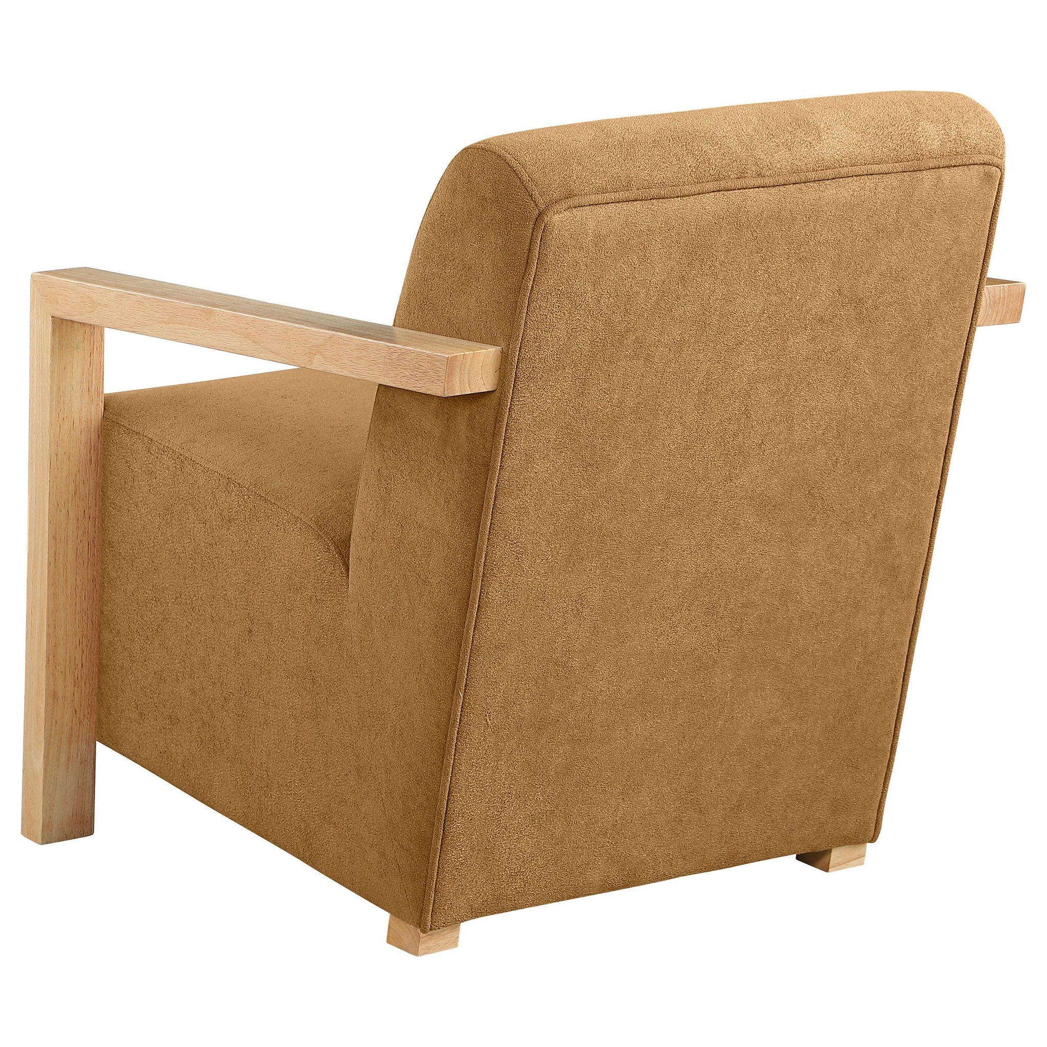 Diego Upholstered Accent Arm Chair with Wood Arms Honey - Atlantic Fine Furniture Melbourne FL