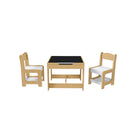 3 In 1 Kids Study Table & Chairs Set Multi Functional Activity Table With Detachable Blackboard Top - Natural Wood
