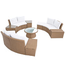10 Piece Outdoor Sectional Half Round Patio Rattan Sofa Set