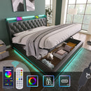 Upholstered Bed, 360 Surround LED Function, Remote Control, Hydraulic Storage Bed With USB, Type-C Charging (Without Mattress)