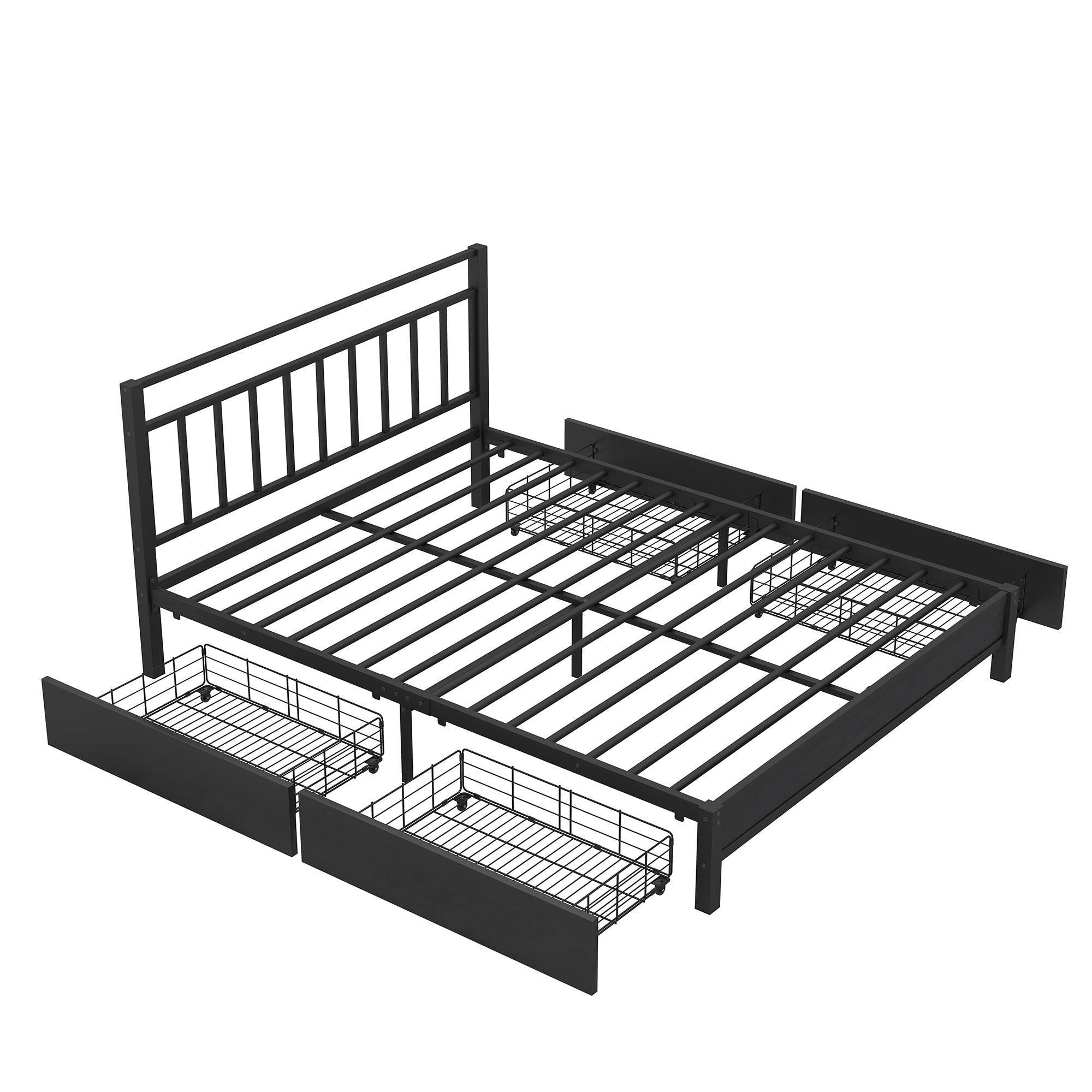 Queen Size Storage Platform Bed with 4 Drawers, Black - Atlantic Fine Furniture Melbourne FL