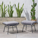 Outdoor Modern Boho Wicker Ottoman With Cushions (Set of 2)