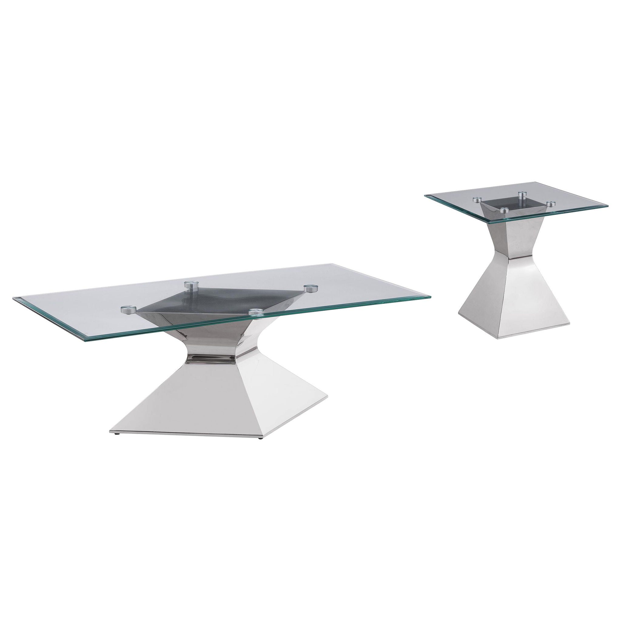 Jenny 2-piece Rectangular Coffee and End Table Set Chrome