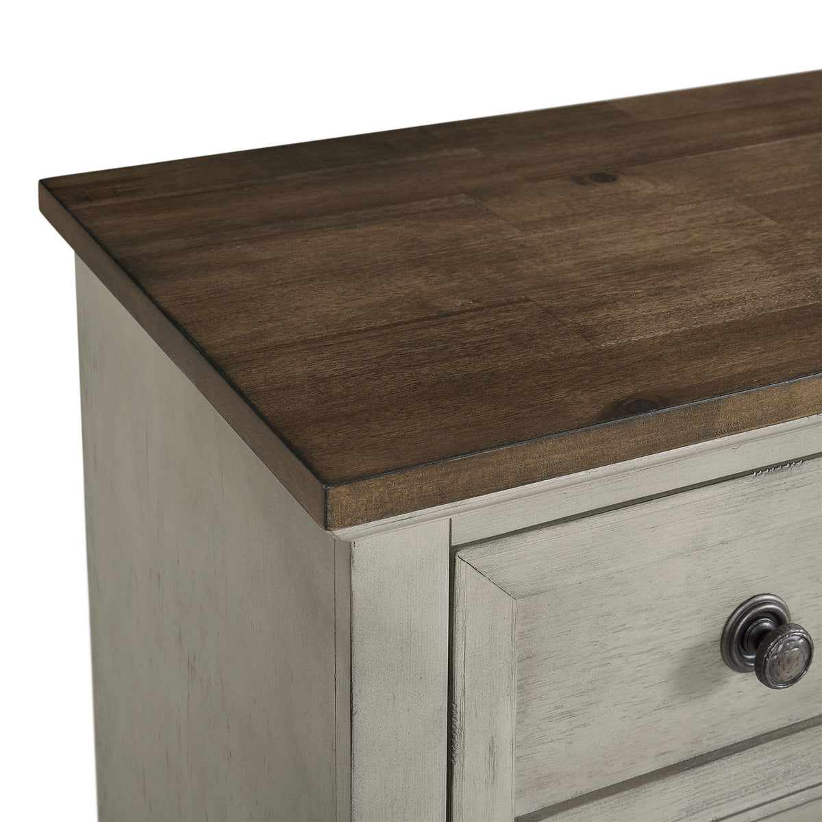 Farmington 5 Drawer Chest in Medium Brown / Washed Stone by Elements International, view 9