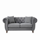 Chesterfield Velvet Upholstery Fabric Loveseat With Roll Armrest And Nailhead