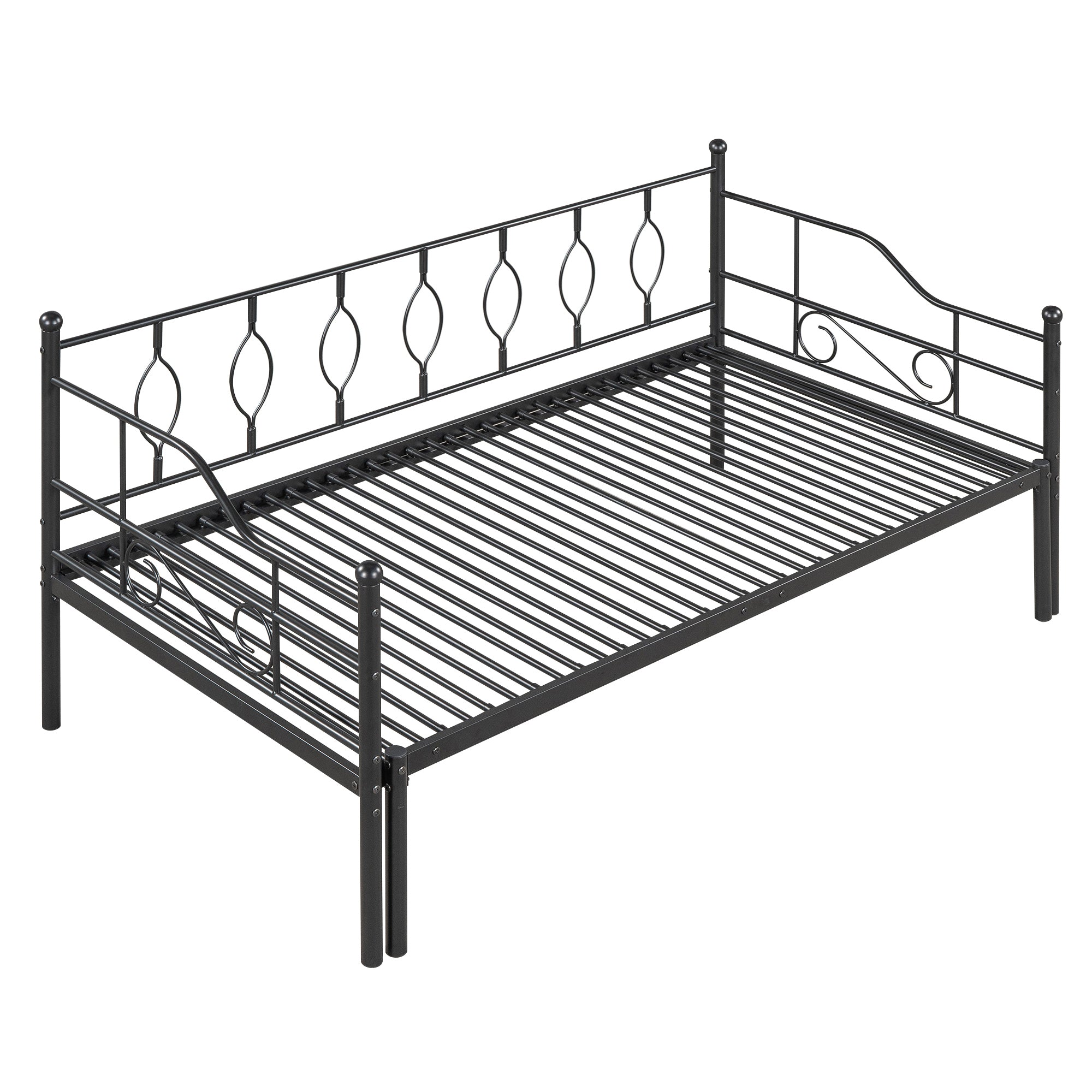 Twin Size Metal Daybed with Trundle, Daybed with Slat No Box required Black - Atlantic Fine Furniture Melbourne FL