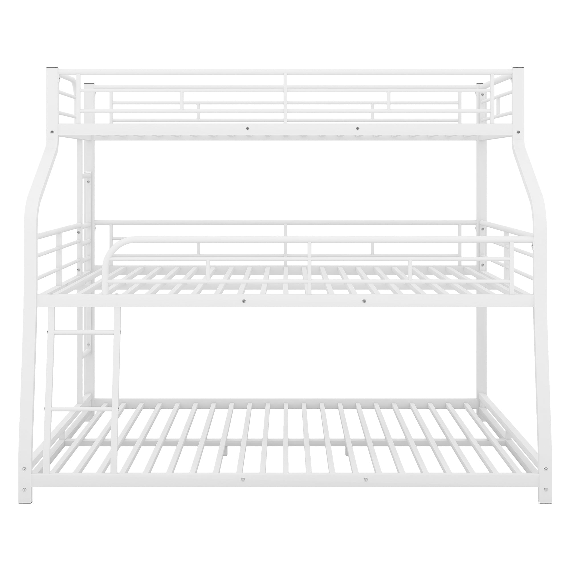 Twin XL/Full XL/Queen Triple Bunk Bed with Long and Short Ladder and Full-Length Guardrails,White - Atlantic Fine Furniture Melbourne FL