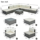 8 Pieces Outdoor Patio Furniture Conversation Wicker Sofa Set