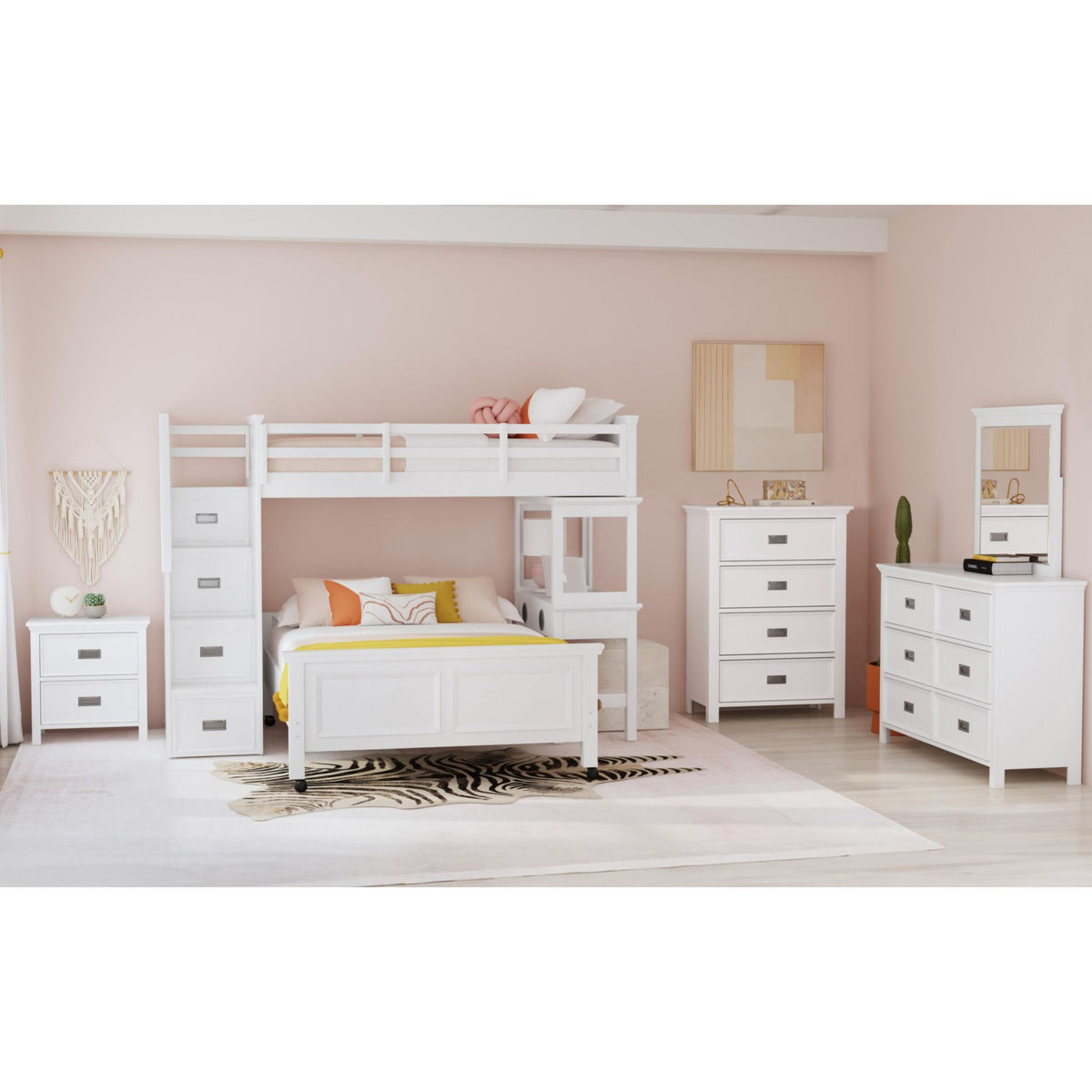 Hampton Kids Loft With Staircase And Desk With Speaker Bedroom Set in Black by Elements International, view 43