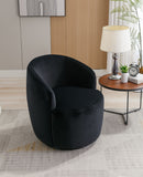 Velvet Fabric Swivel Accent Armchair Barrel Chair With Powder Coating Metal Ring