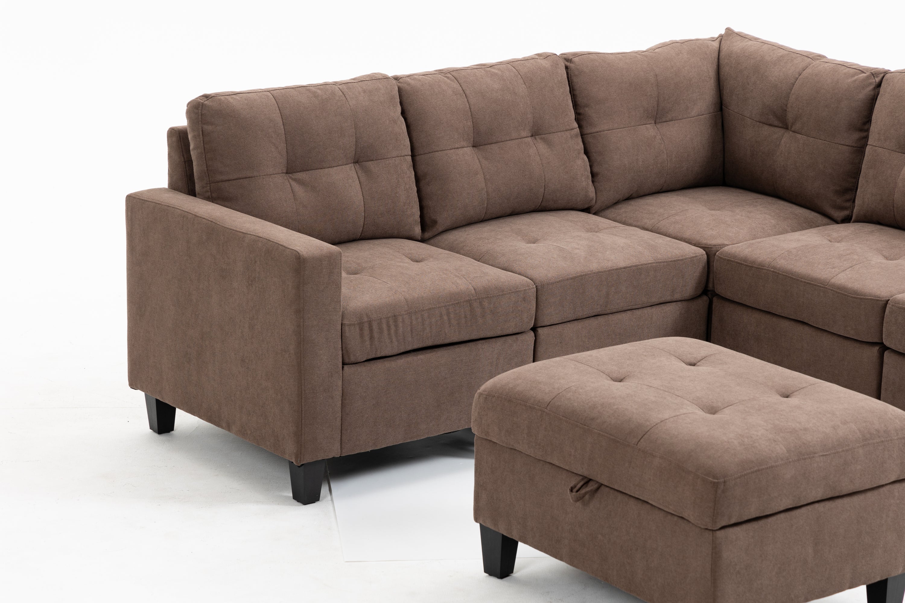 Modular Sectional Sofa Assemble Modular Sectional Sofas Bundle Set Cushions, Easy to Assemble Left & Right Arm Chair,Corner Chair, Ottomans Table
