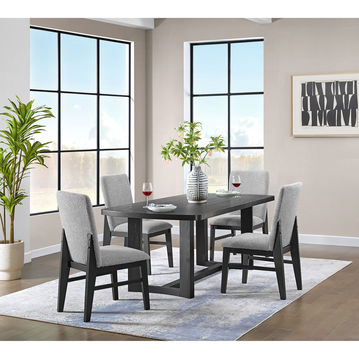 Portland Rectangular Dining Room Set in Black by Elements International, view 32