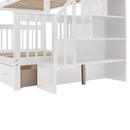 Stairway Bunk Bed With Storage And Guard Rail For Bedroom