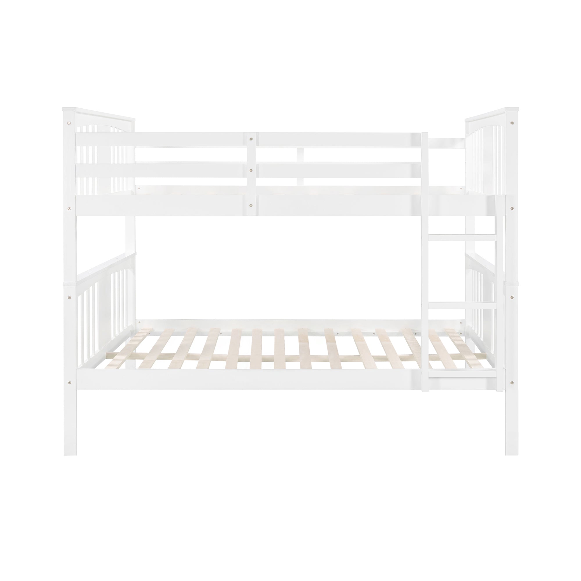 Full over Full Bunk Bed with Ladder for Bedroom, Guest Room Furniture-White(OLD SKU :LP000203AAK)