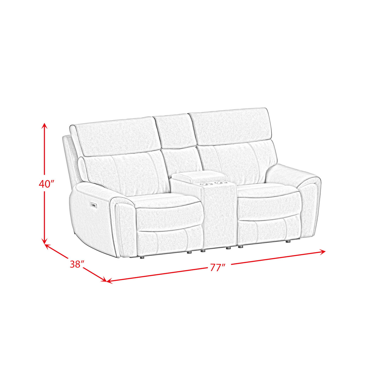 Jackpot P1 Loveseat With Console in Explore Light Gray by Elements International, view 9