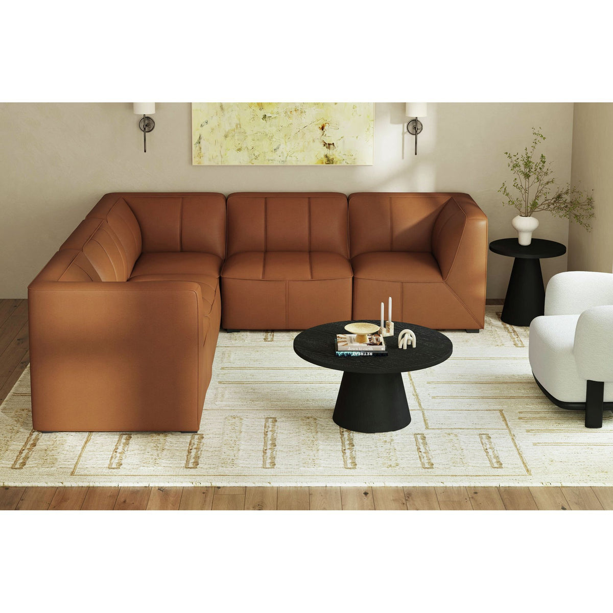 Blake 5 Piece Modular Sectional in Black by Elements International, view 8