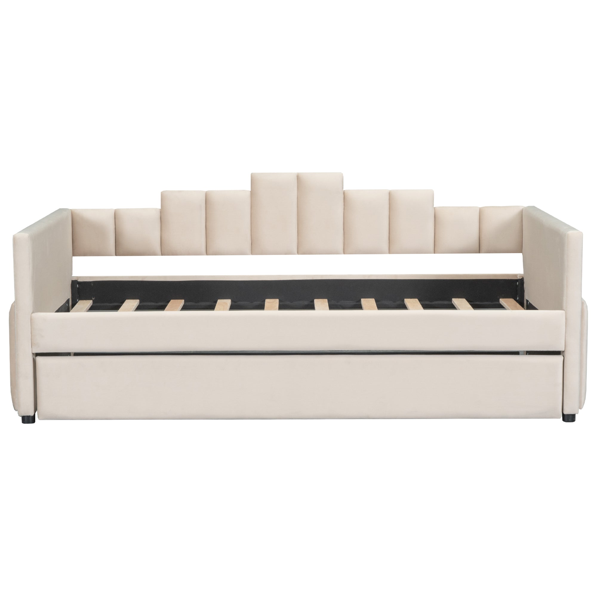 Twin Size Upholstered Daybed with Light and USB Port, Beige - Atlantic Fine Furniture Melbourne FL
