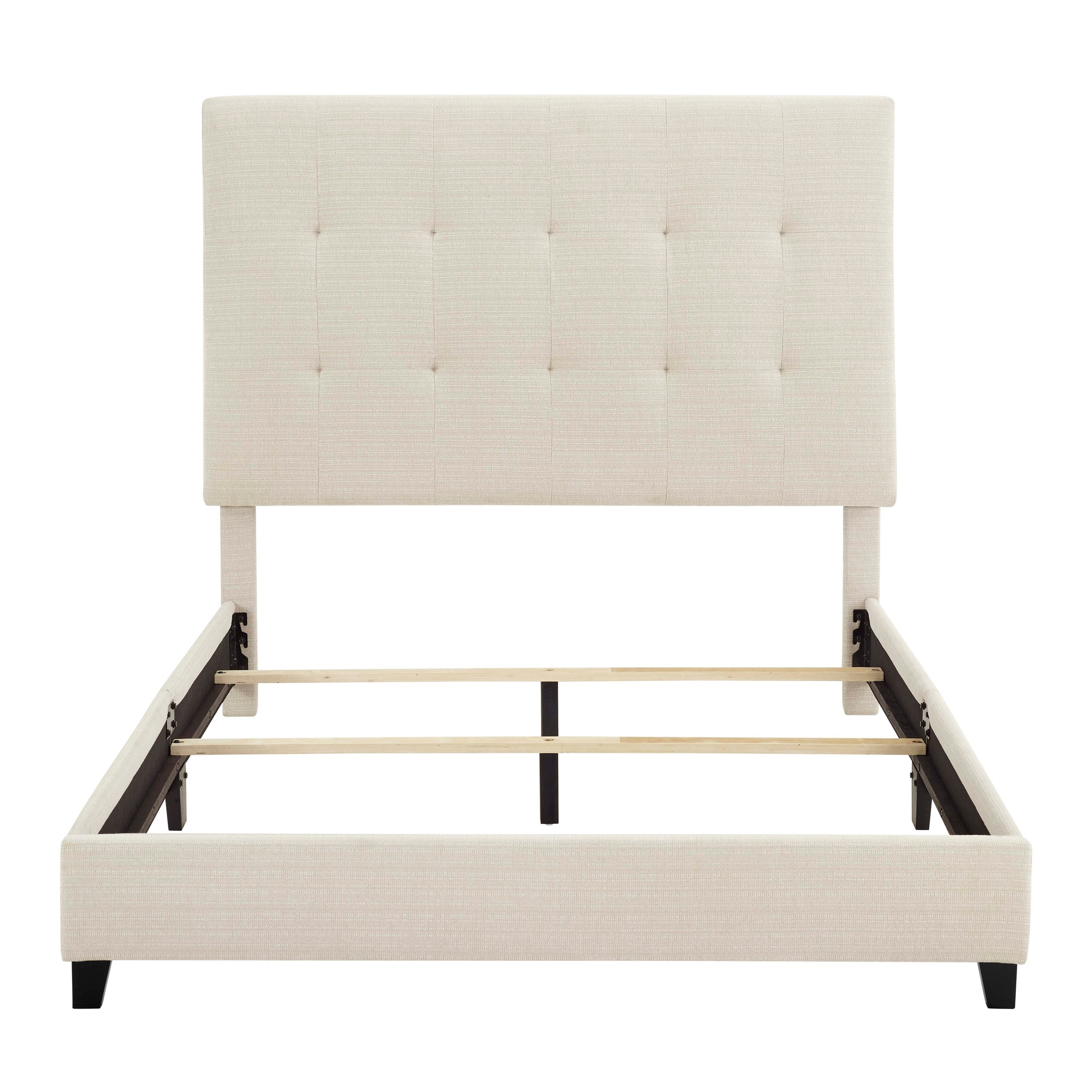 Bridgevine Home Queen Size Beige Tufted Upholstered Platform Bed - Atlantic Fine Furniture Melbourne FL