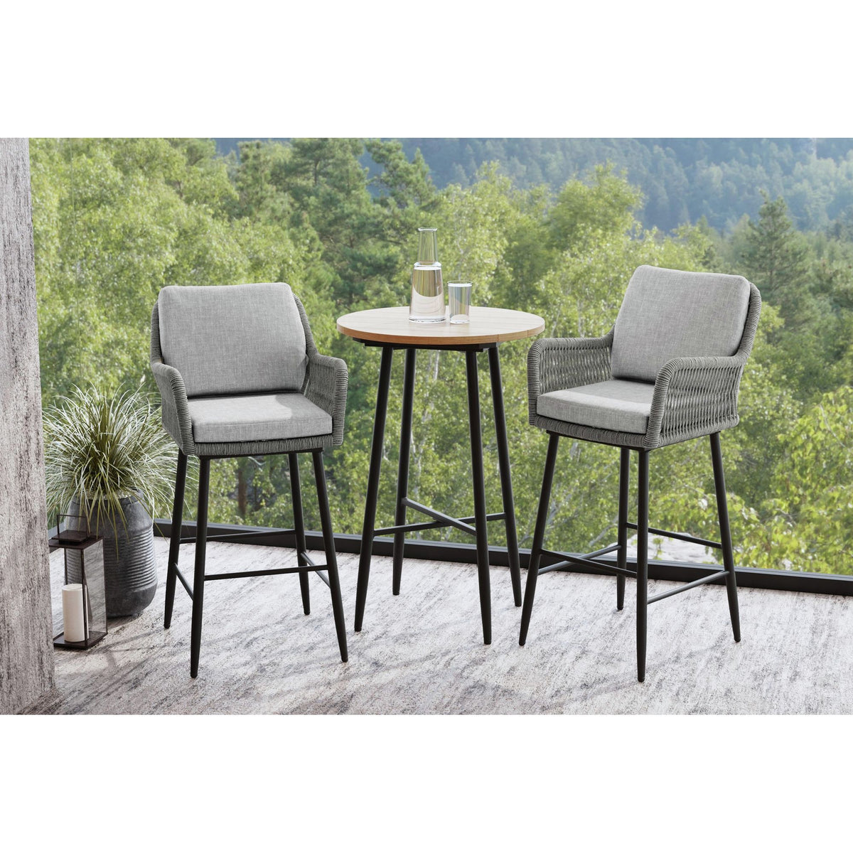 Bayhill Bar Table in Black / Light Brown by Elements International, view 8