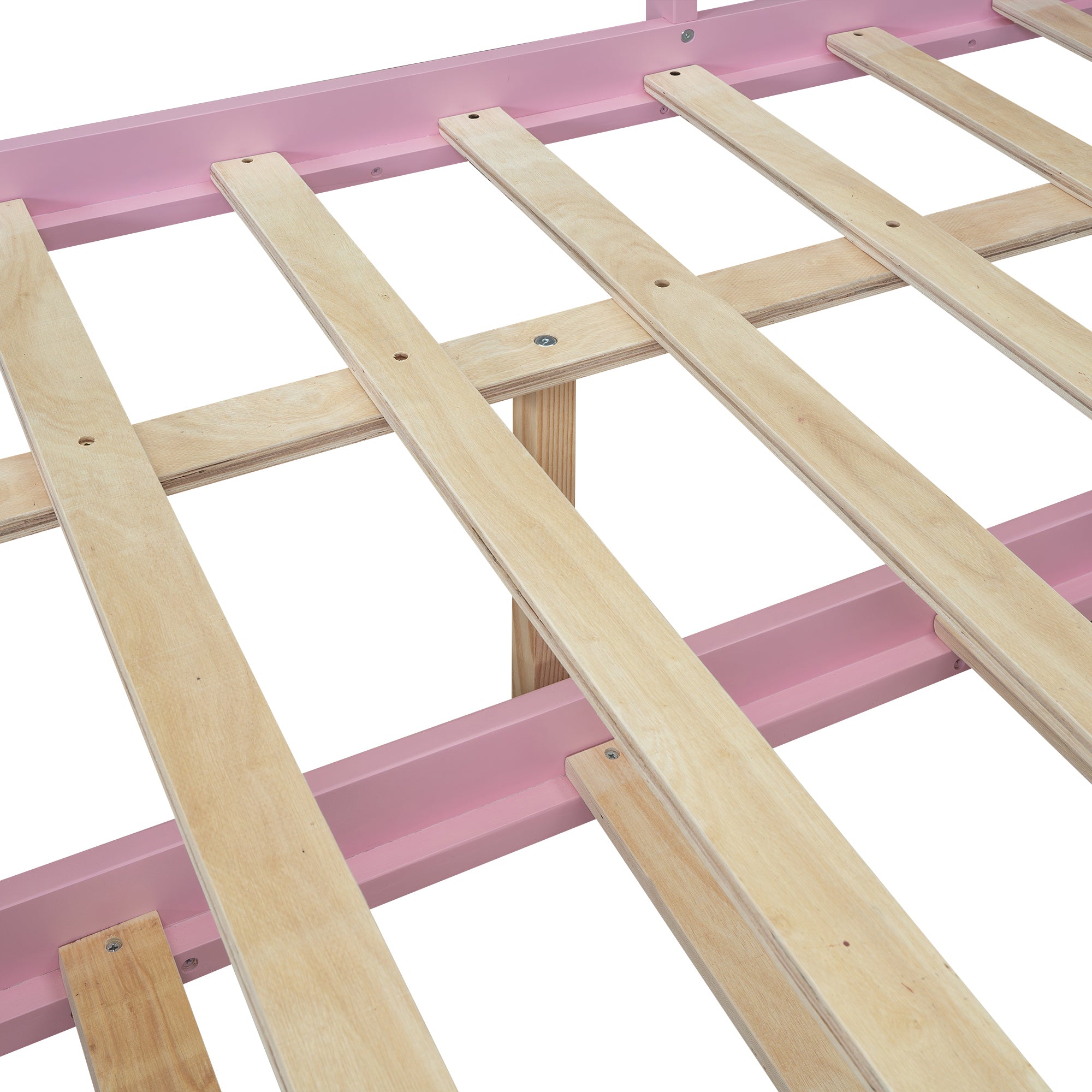 Full Size Wood House Bed with Fence and Writing Board, Pink - Atlantic Fine Furniture Melbourne FL