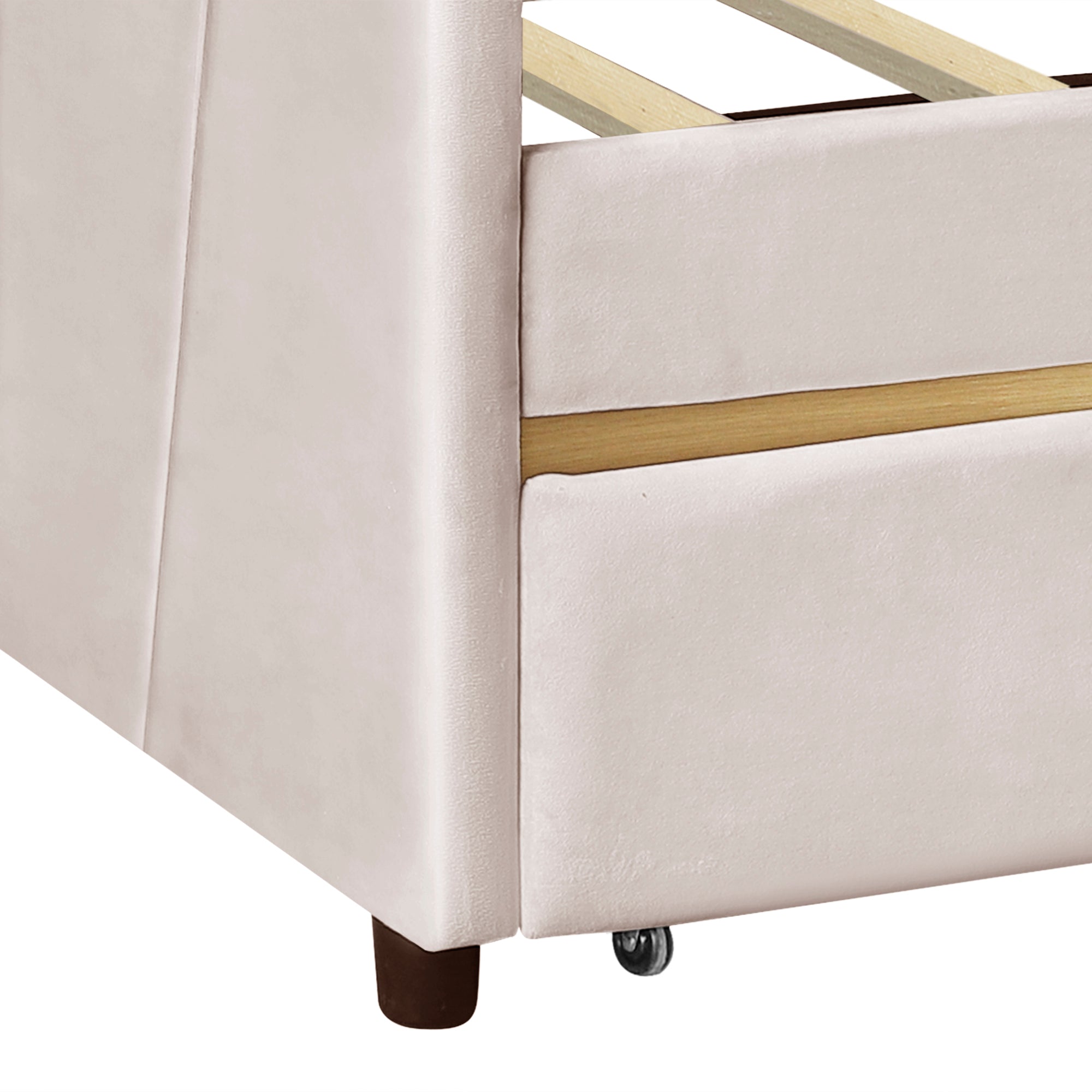 Upholstered daybed Twin Size with Two Drawers and Wood Slat ,Beige - Atlantic Fine Furniture Melbourne FL
