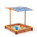 Kids Sandbox With Cover, Sand Box With Adjustable Canopy, Large Outdoor Cedar Sandpit For Backyard Play - Reddish Brown
