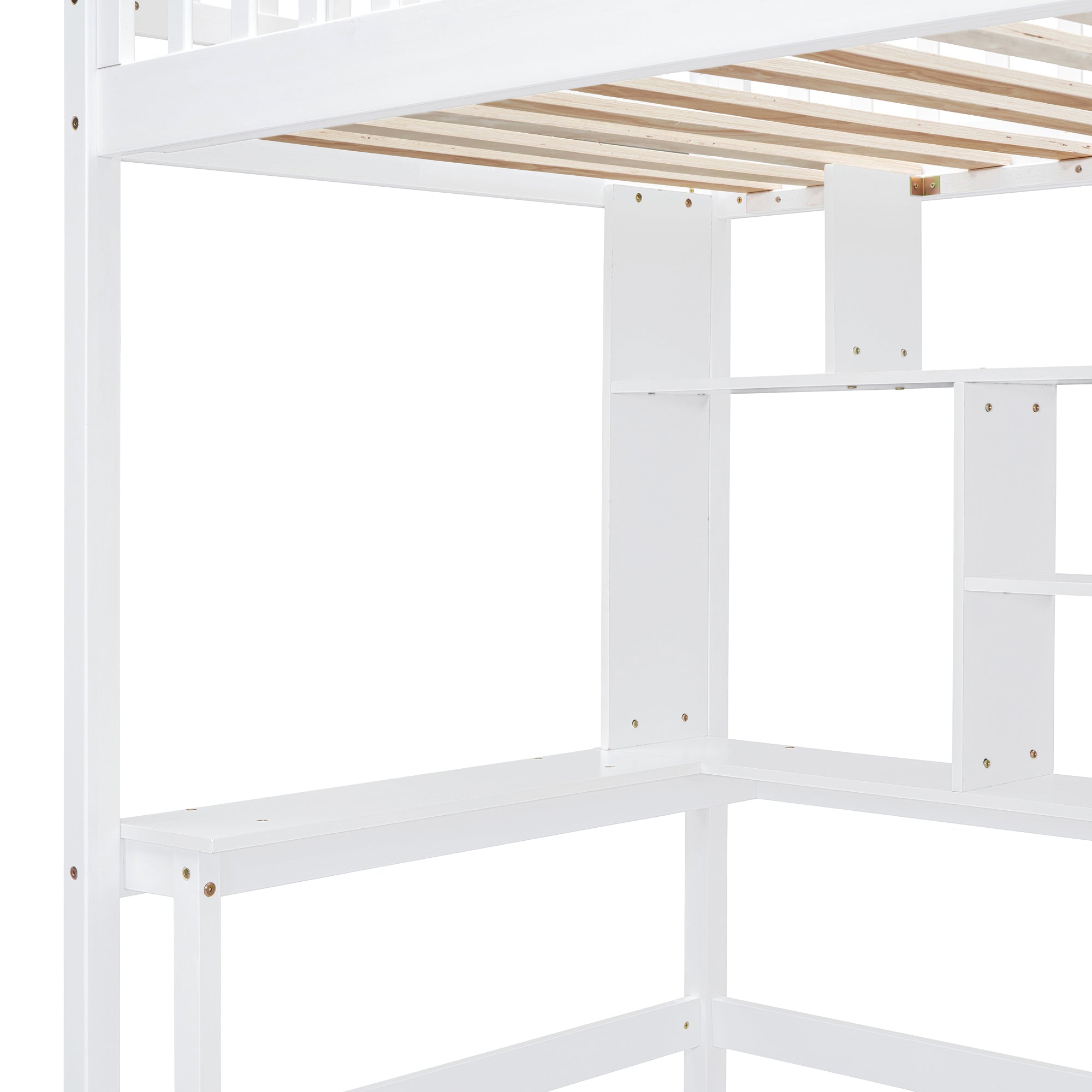 Twin size Loft Bed with Bookshelf,Drawers,Desk,and Wardrobe-White - Atlantic Fine Furniture Melbourne FL