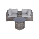 Rattan Patio Set With Comfortable Cushions And Fire Pit
