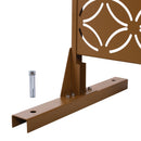 Freestanding Decorative Privacy Screen For Deck Balcony Patio, Metal Privacy - Brown