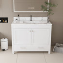 43" Bathroom Vanity With Artificial Marble Carrara Top Set, Multi Functional Cabinet With Doors And Drawer - White