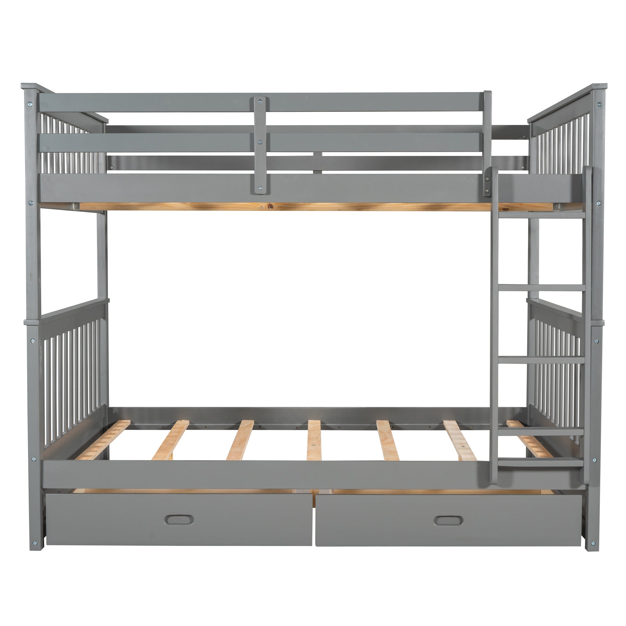 Full-Over-Full Bunk Bed with Ladders and Two Storage Drawers (Gray)(OLD SKU:LT000365AAE) - Atlantic Fine Furniture Melbourne FL