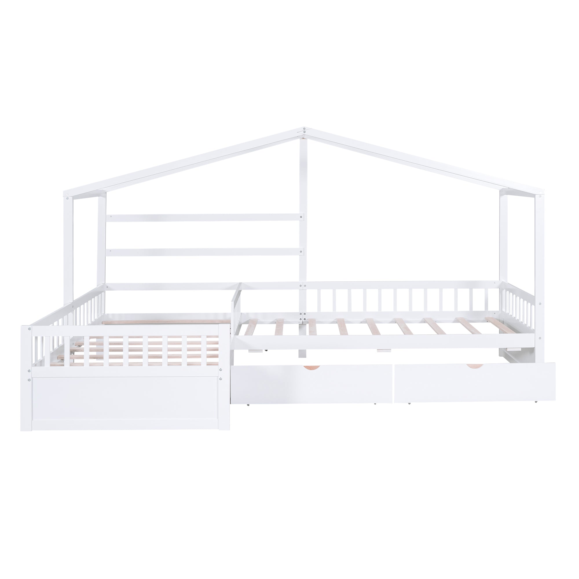 Twin Size House Platform Bed with Three Storage Drawers,White - Atlantic Fine Furniture Melbourne FL