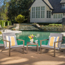 Celestaria - 3 Piece Outdoor Chat Set With Adirondack Chairs, Cushions And Side Table