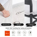 Modern Outdoor Patio Bar Set, Rounded Square Table & Bar Chairs, Non Rust Frame, Tapered Legs, Sunbrella Cushion