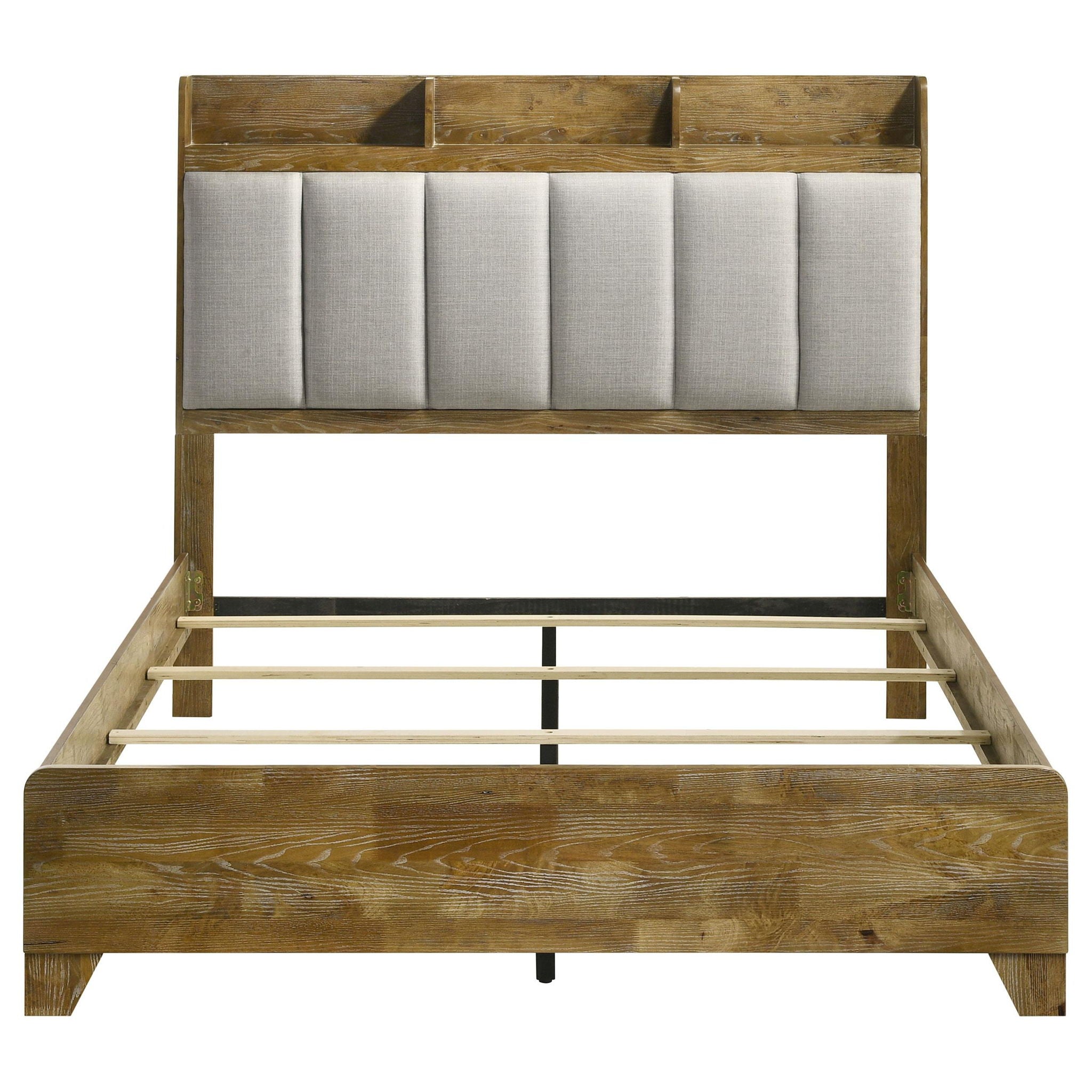 Henderson 57-inch Queen Bookcase Panel Bed Medium Oak