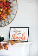 Thanks Wall Sign, Wall Art Decor For Harvest Festival Fall Festival & Thanksgiving Table Decorations (Set of 2) - Black / Orange / White