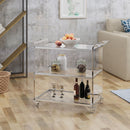 Elegant Acrylic Bar Cart With Tempered Glass Shelves And Rattan Metal Frame - Clear