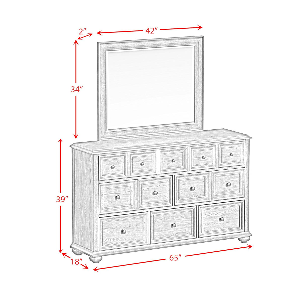 Heritage Dresser For Bedroom in Black by Elements International, view 11