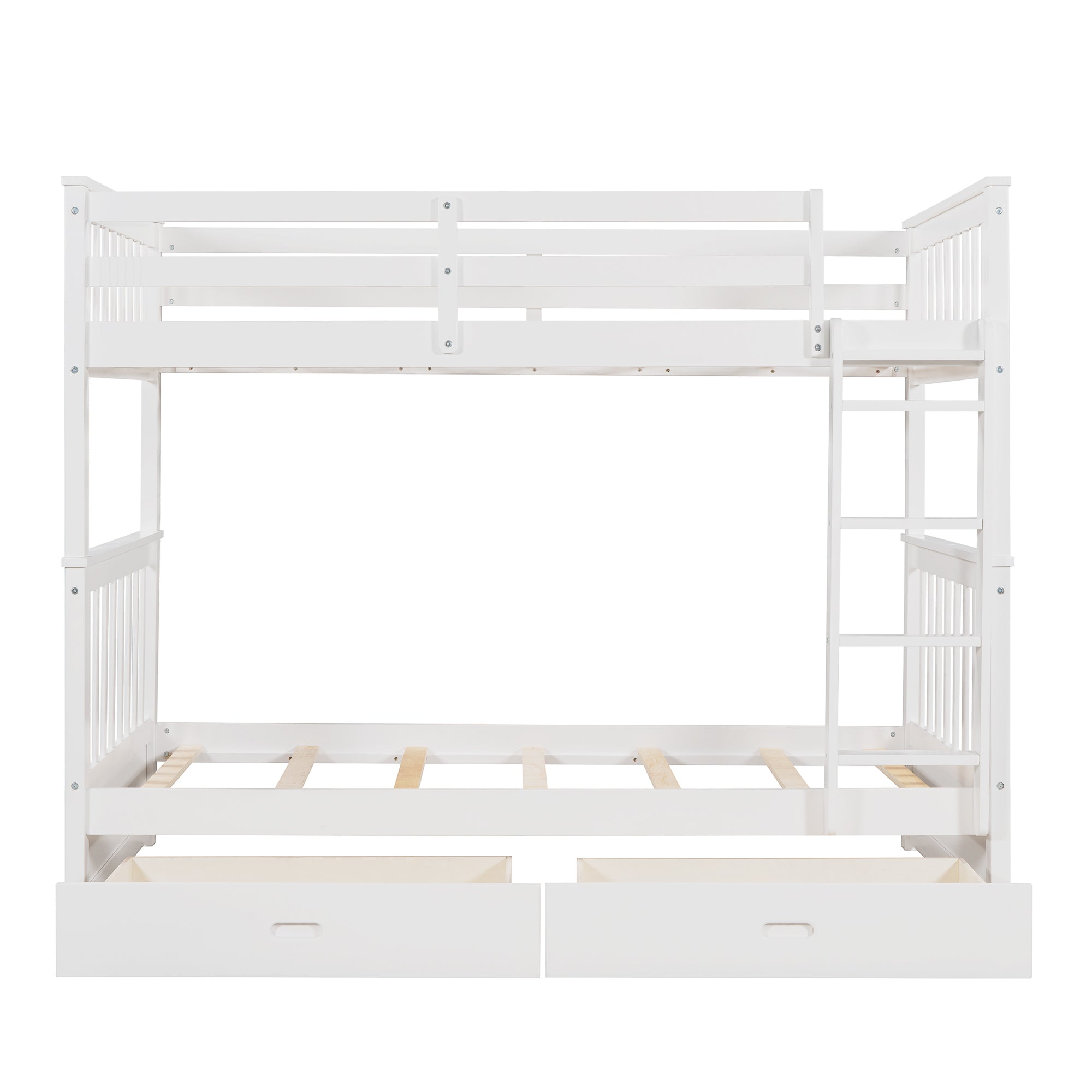 Twin-Over-Twin Bunk Bed with Ladders and Two Storage Drawers (White)(OLD SKU:LT000265AAK) - Atlantic Fine Furniture Melbourne FL