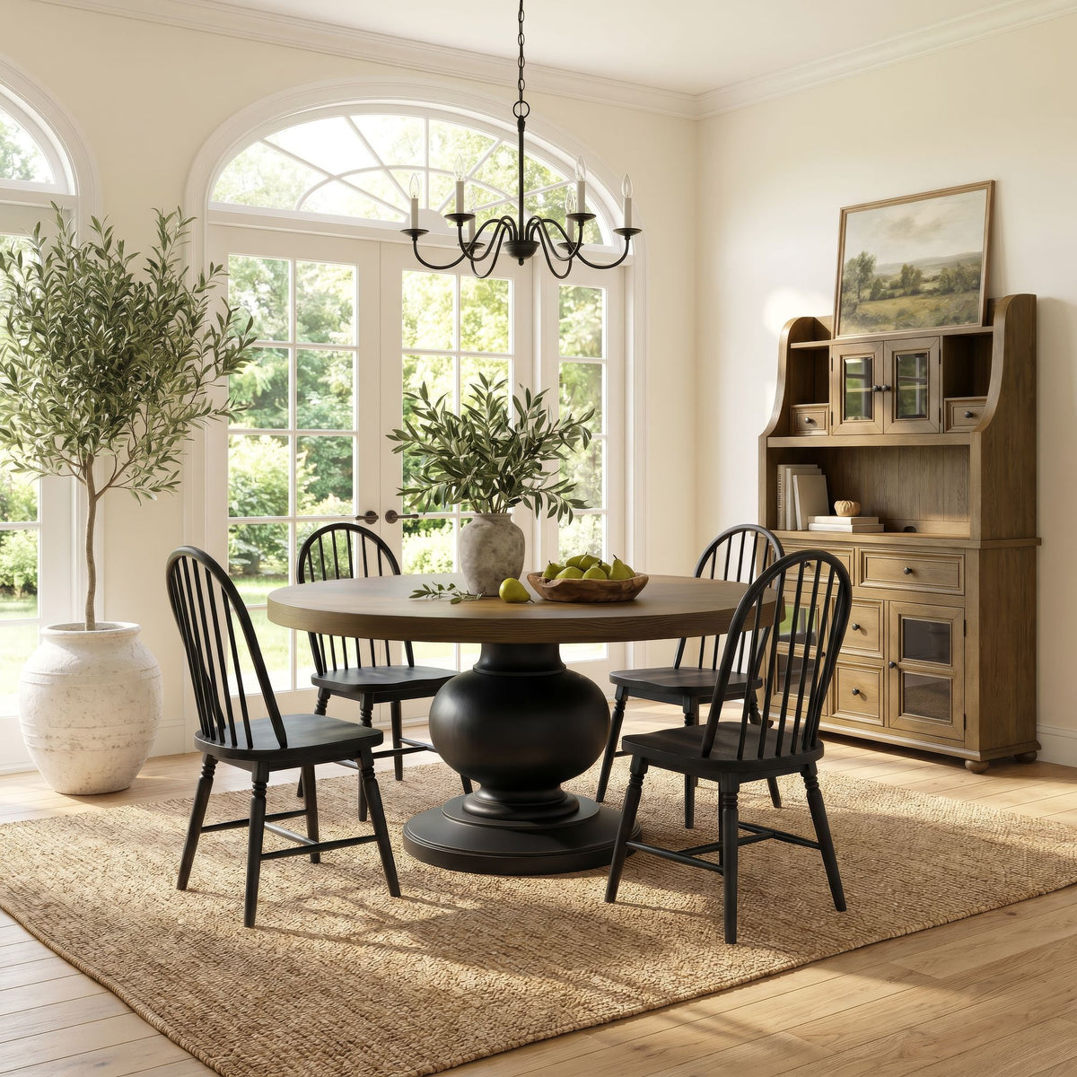 Heritage & Home Round Dining Table in Oak Brown And Black by Elements International, view 5