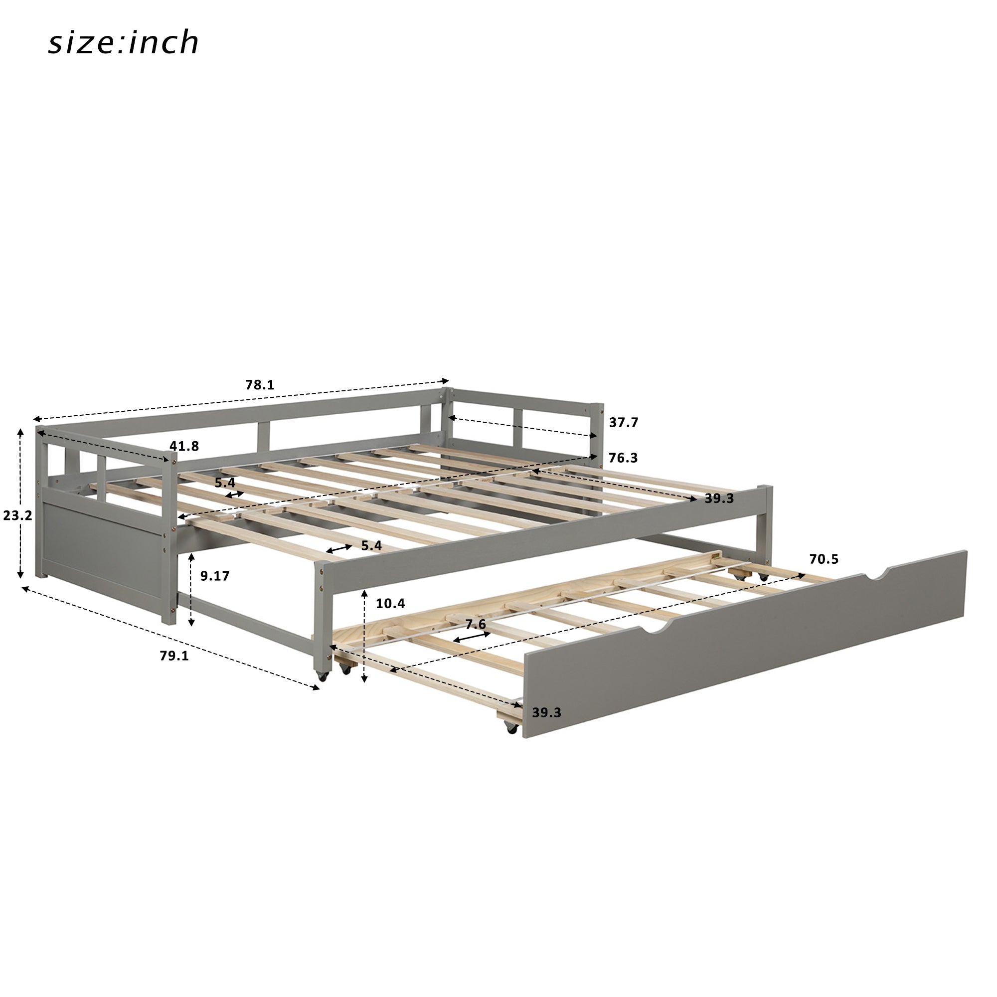 Extending Daybed with Trundle, Wooden Daybed with Trundle, Gray - Atlantic Fine Furniture Melbourne FL