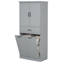 Modern Bathroom Storage Cabinet With Two Laundry Baskets, One Drawer, Adjustable Shelf