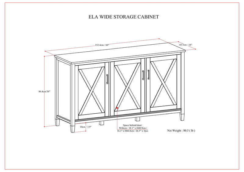 Ela - Wide Storage Cabinet - Smoky Brown