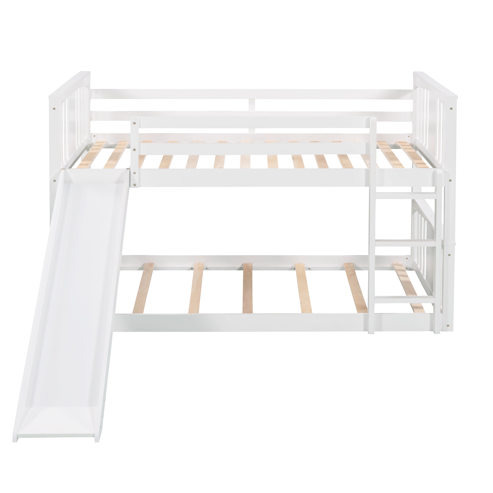 Twin Over Twin Bunk Bed with Slide and Ladder, White (Old SKU:LP000108AAK)