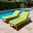 2 Piece Outdoor Chaise Lounge Chair Cushion Set With Pillow, Replacement Patio Seat Cushions - Apple Green