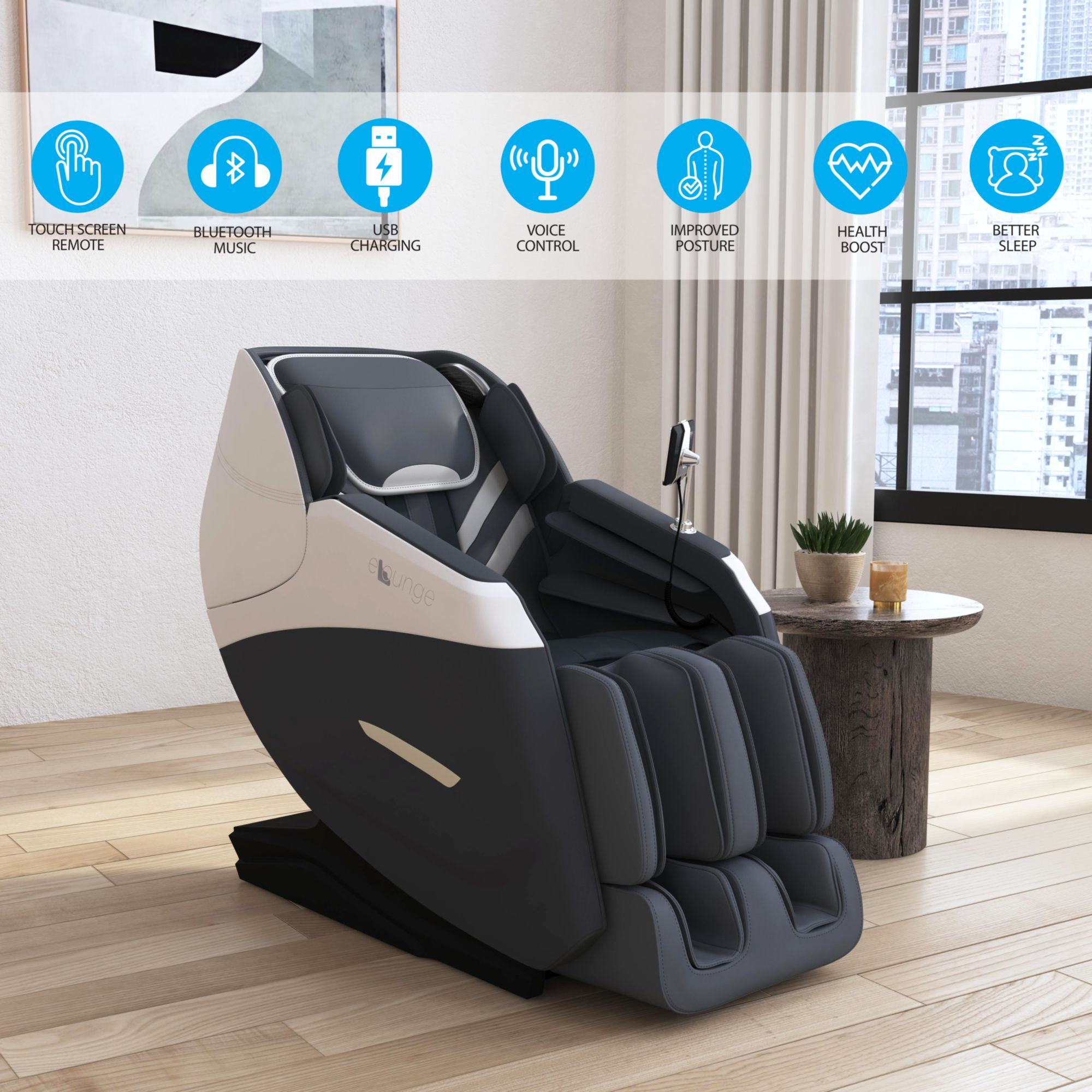 Embrace - PU Massage Chair - Charcoal