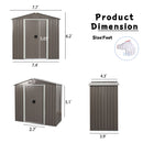 8Ft x 4Ft Outdoor Metal Storage Shed - Gray